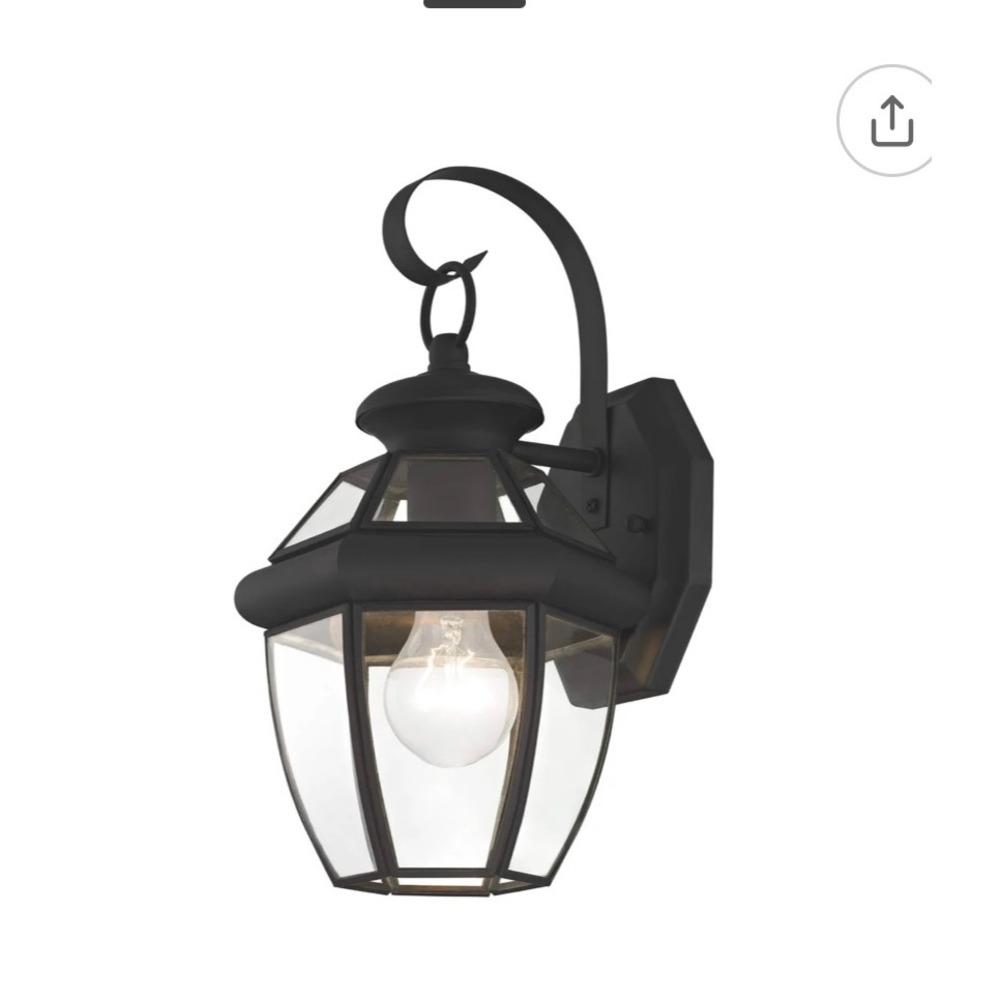NEW Livex Monterey Light‎ Outdoor Black Matte Wall Lantern Clear Beveled Glass